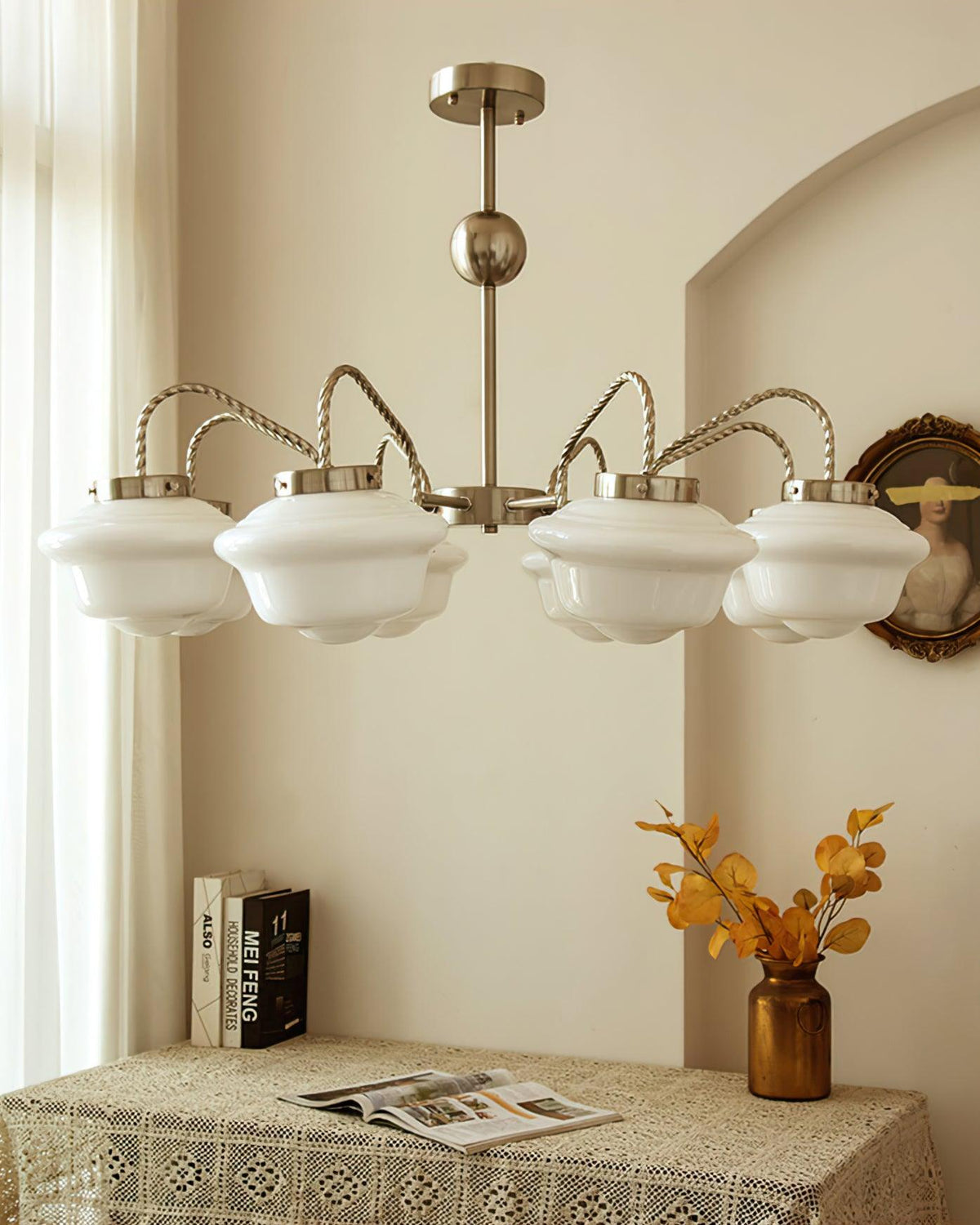 Curinel Vintage Chrome Glass Chandelier