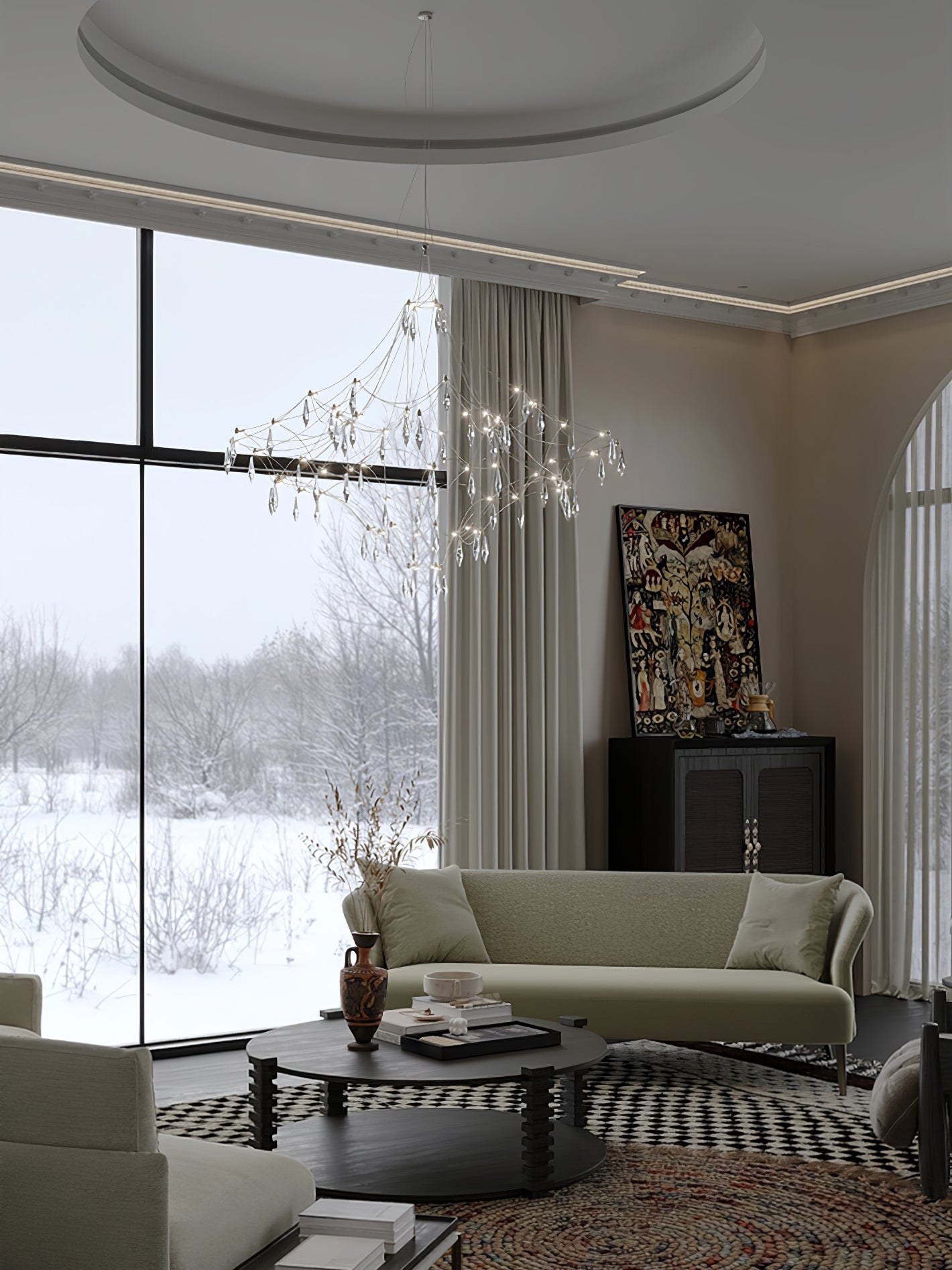 Cyrorella Chandelier Stainless Crystal Net