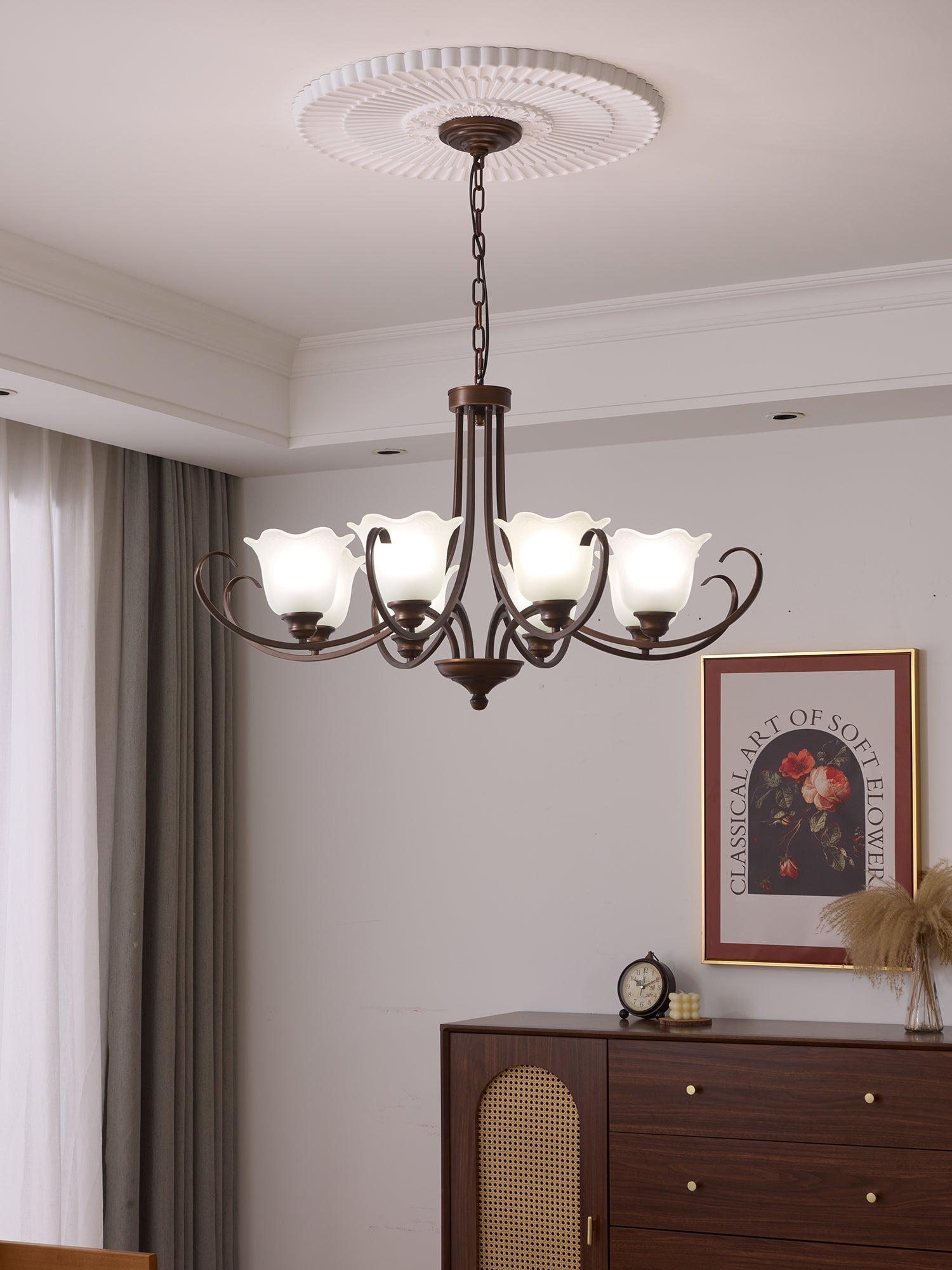 Nydorisra Elegance Vintage Floral Glass Chandelier