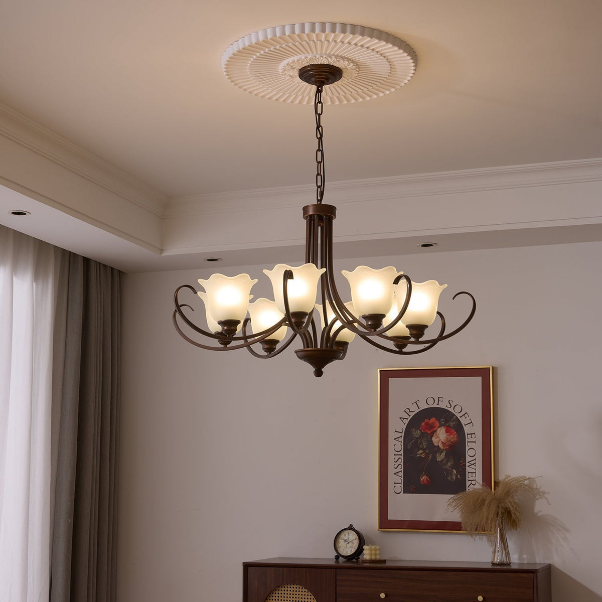 Nydorisra Elegance Vintage Floral Glass Chandelier