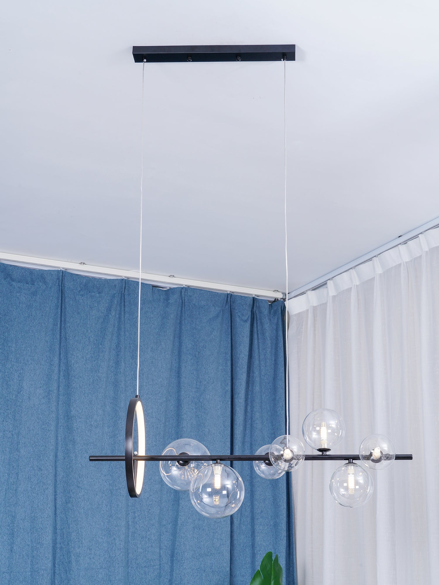 Edvane Chandelier Glass Bubble Nordic Black LED