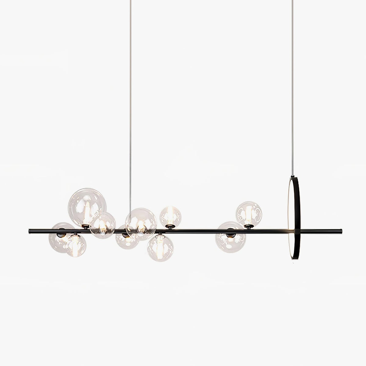 Edvane Chandelier Glass Bubble Nordic Black LED