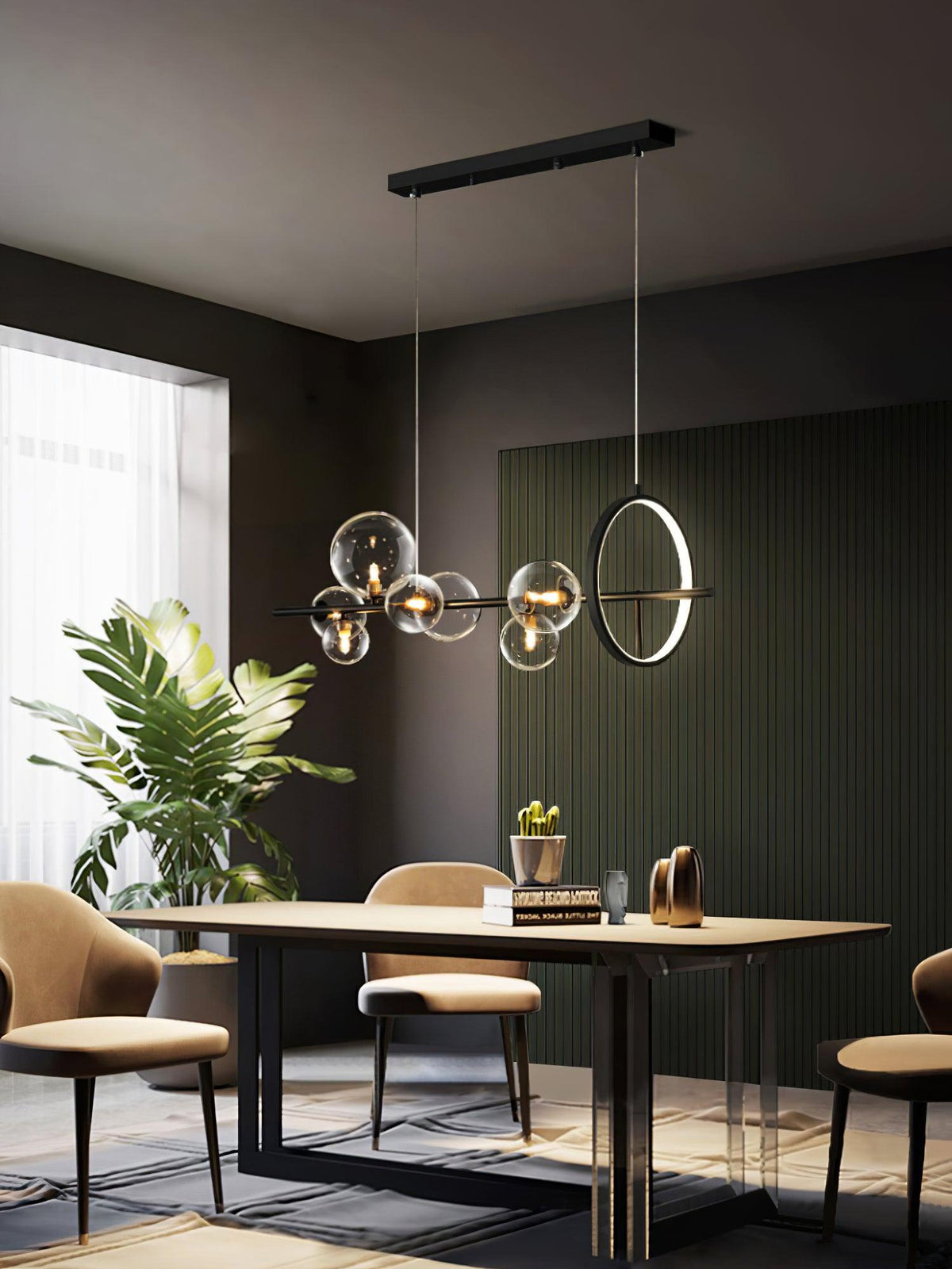Edvane Chandelier Glass Bubble Nordic Black LED