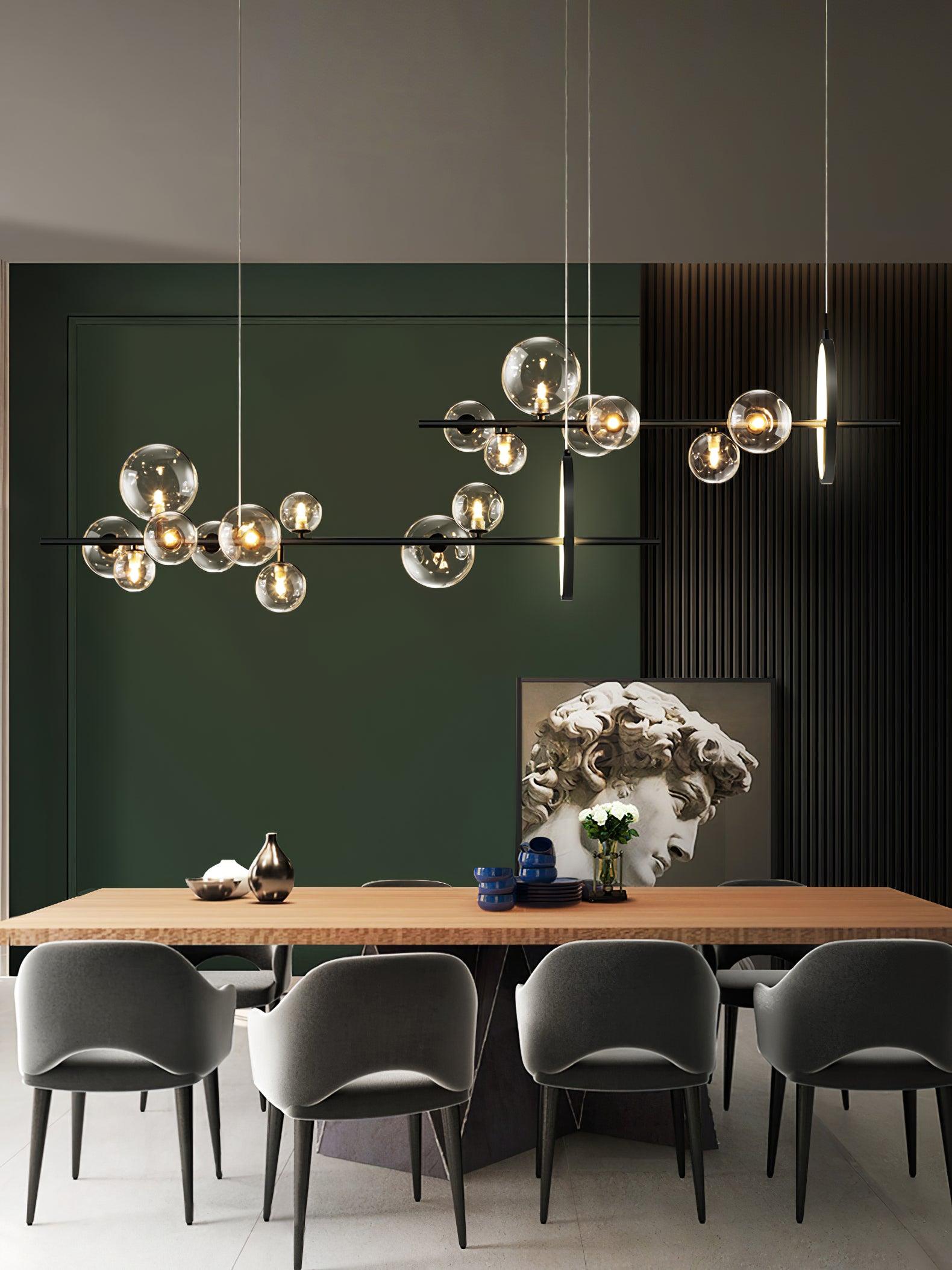 Edvane Chandelier Glass Bubble Nordic Black LED