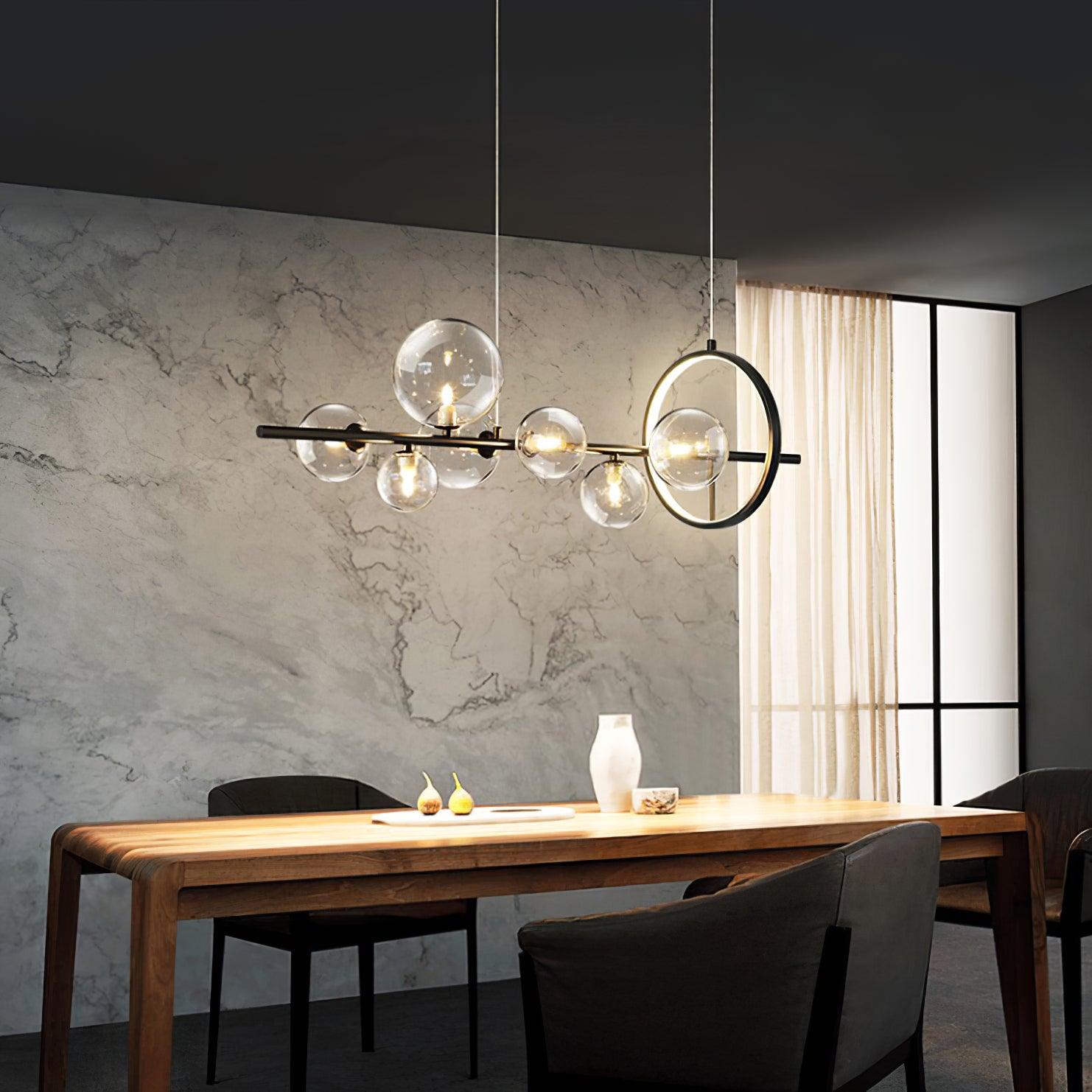 Edvane Chandelier Glass Bubble Nordic Black LED