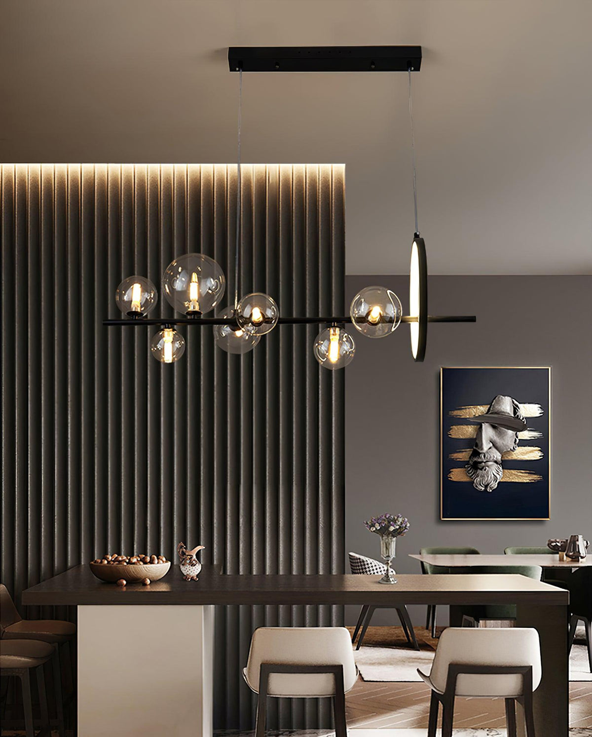 Edvane Chandelier Glass Bubble Nordic Black LED