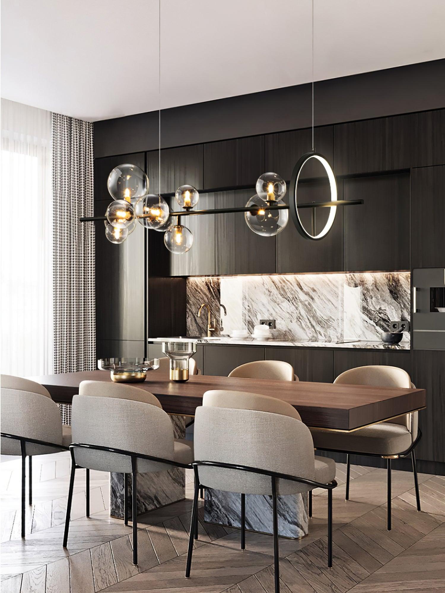 Edvane Chandelier Glass Bubble Nordic Black LED