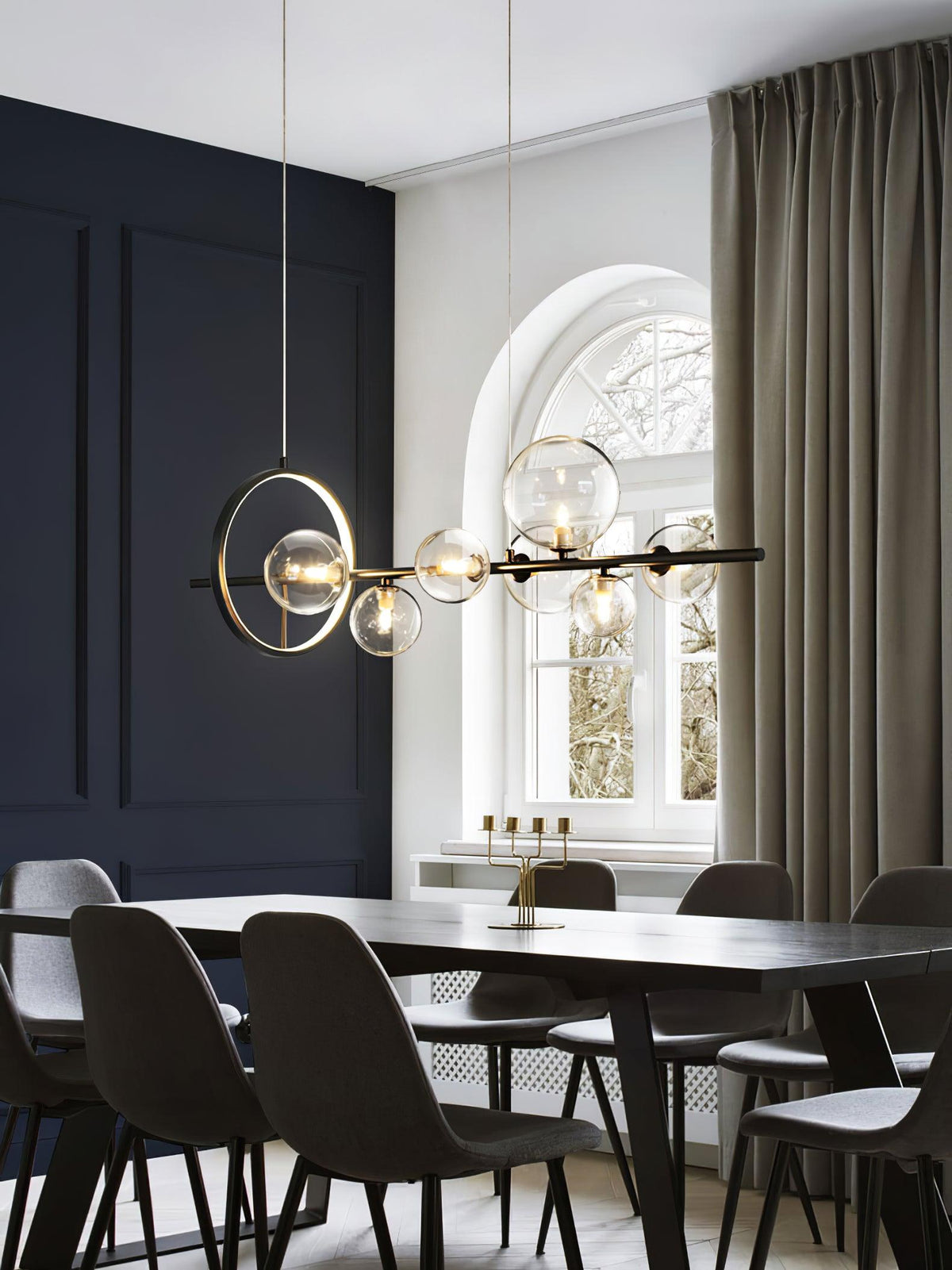 Edvane Chandelier Glass Bubble Nordic Black LED