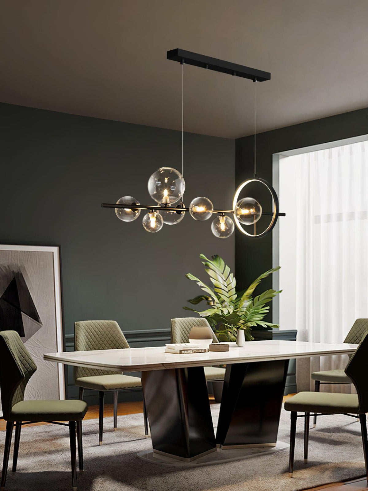 Edvane Chandelier Glass Bubble Nordic Black LED