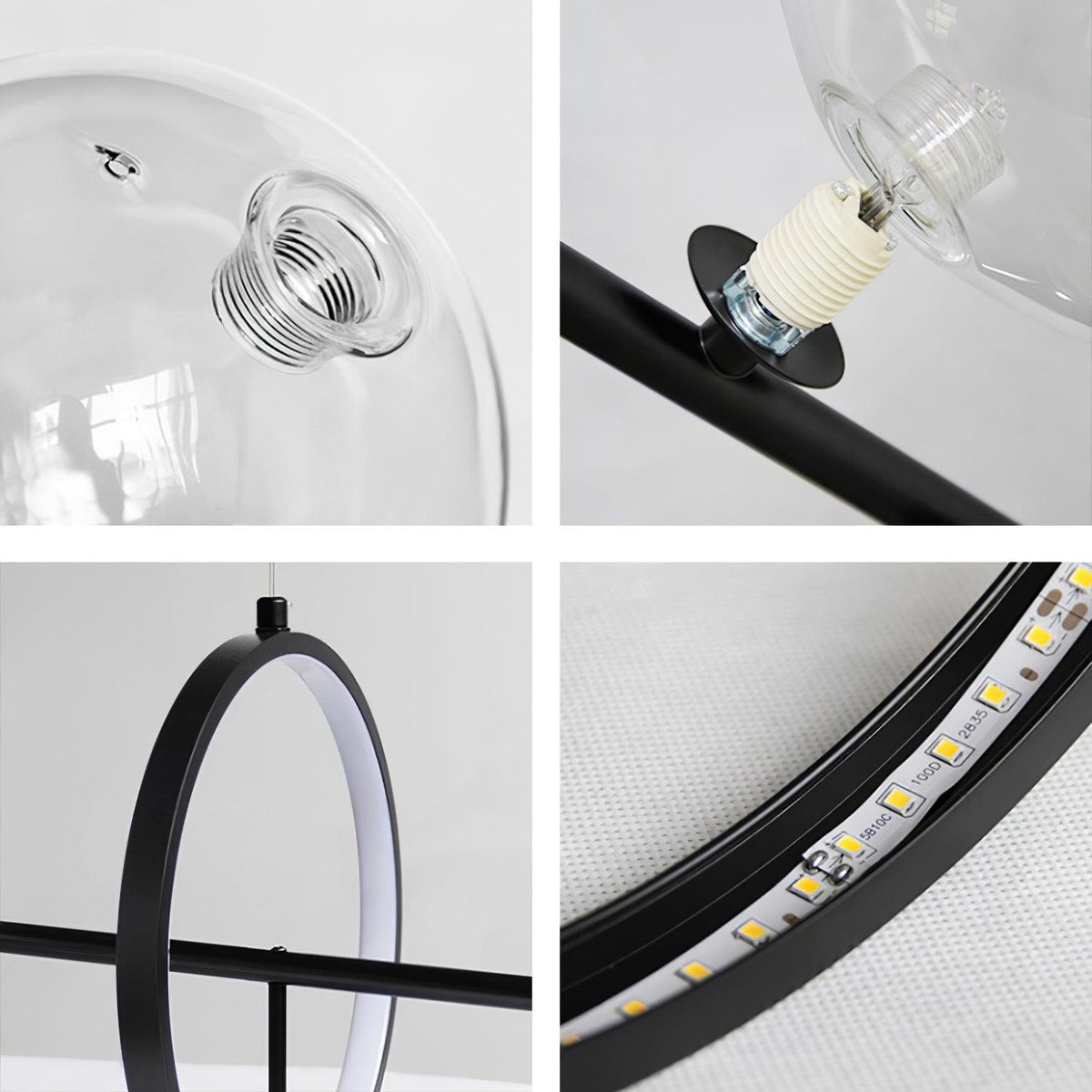 Edvane Chandelier Glass Bubble Nordic Black LED
