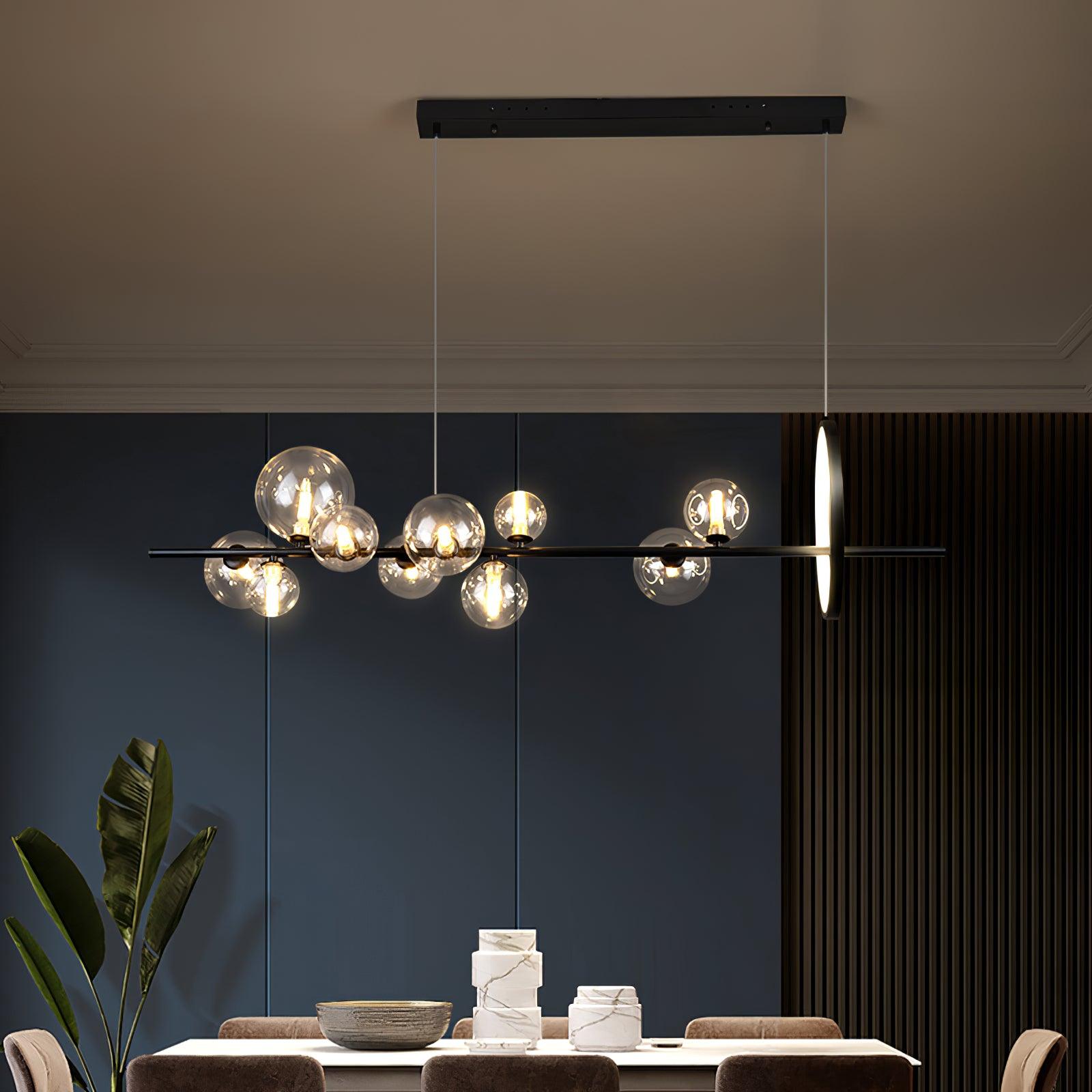 Edvane Chandelier Glass Bubble Nordic Black LED