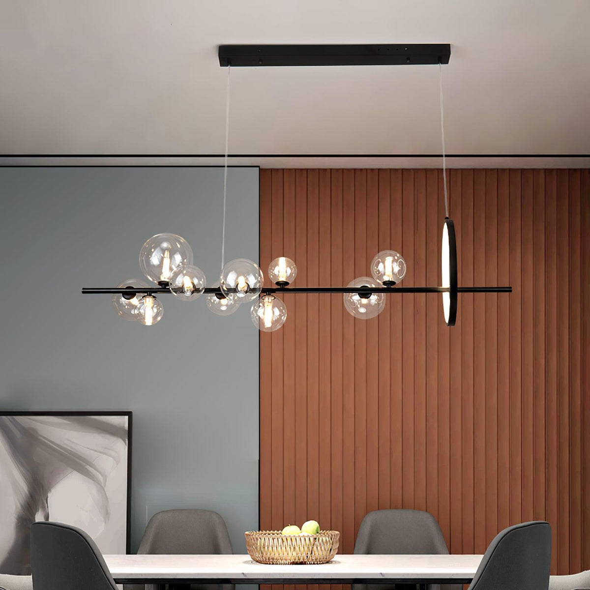 Edvane Chandelier Glass Bubble Nordic Black LED