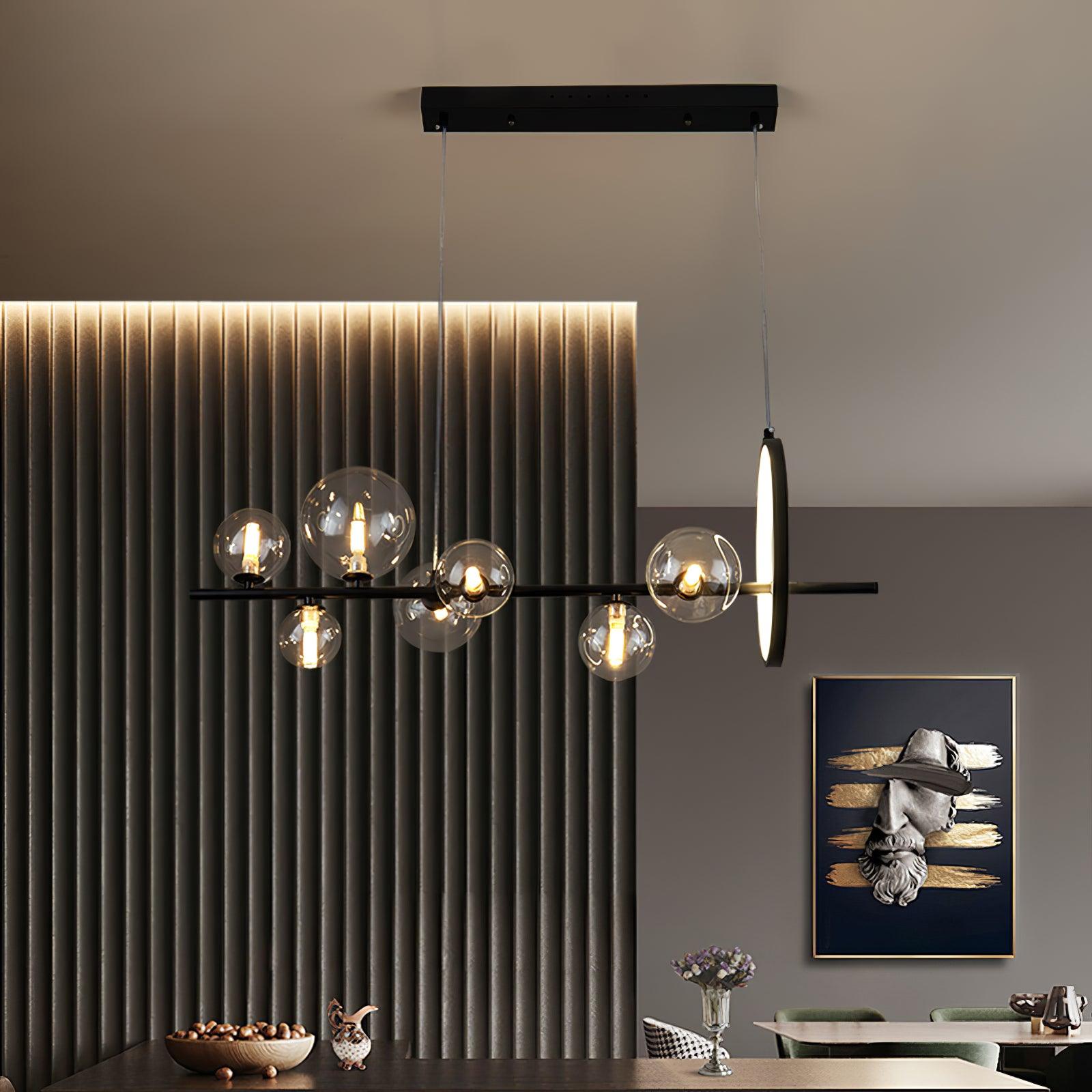 Edvane Chandelier Glass Bubble Nordic Black LED