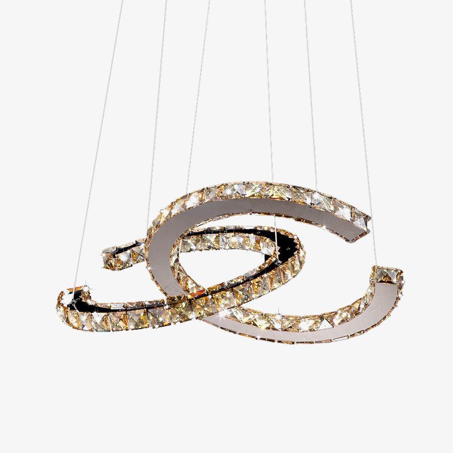 Luxisine Chandelier Crystal Double C Modern Silver 2-Ring