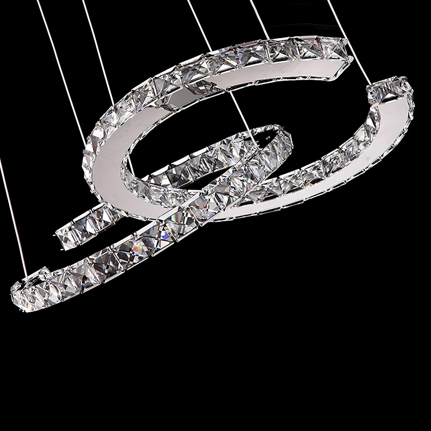Luxisine Chandelier Crystal Double C Modern Silver 2-Ring
