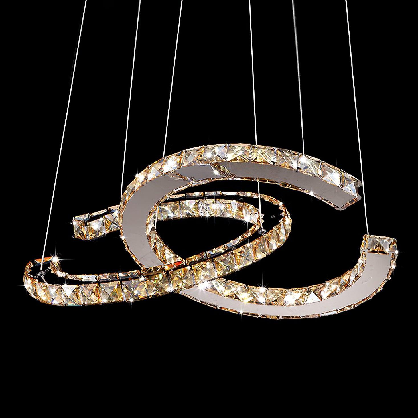 Luxisine Chandelier Crystal Double C Modern Silver 2-Ring