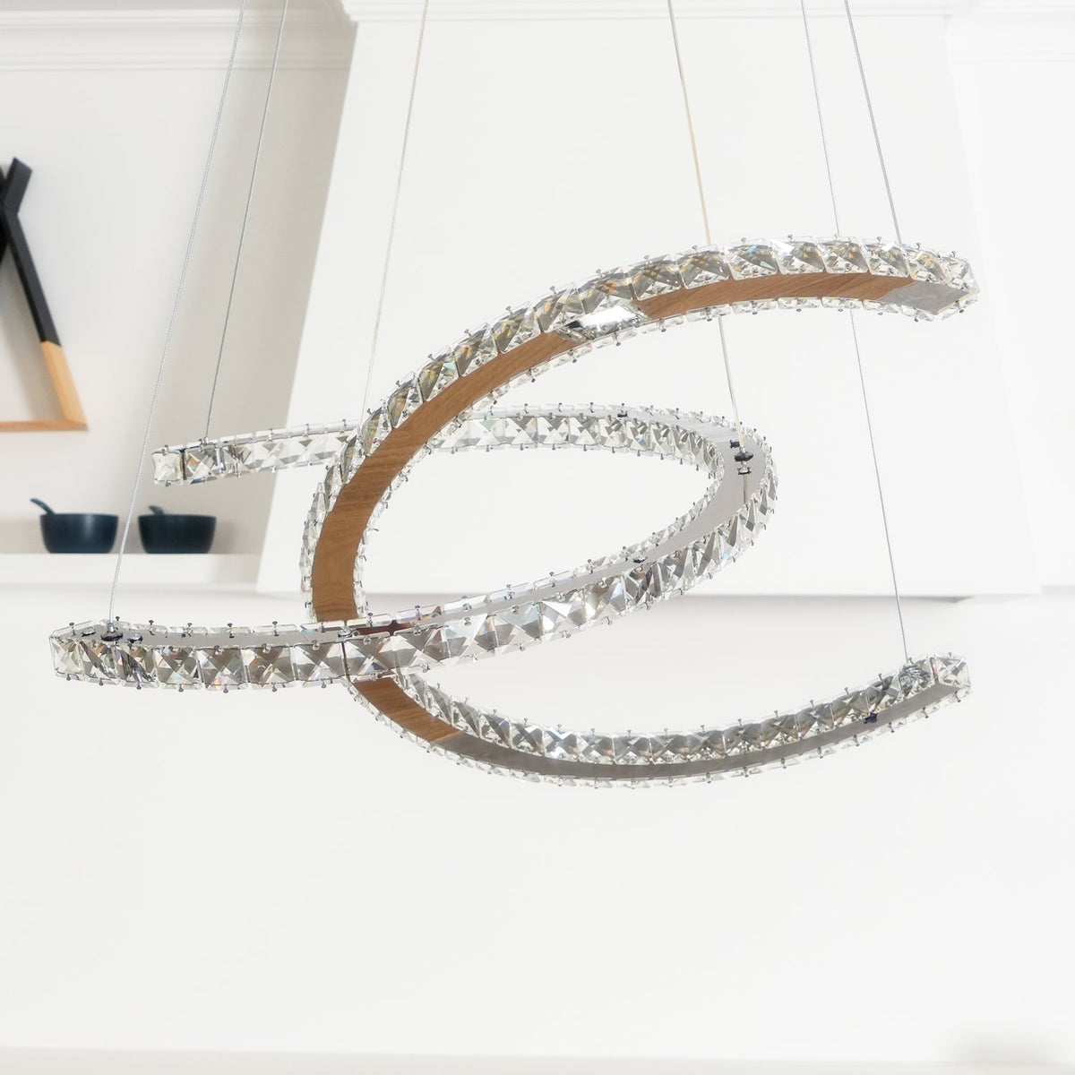 Luxisine Chandelier Crystal Double C Modern Silver 2-Ring