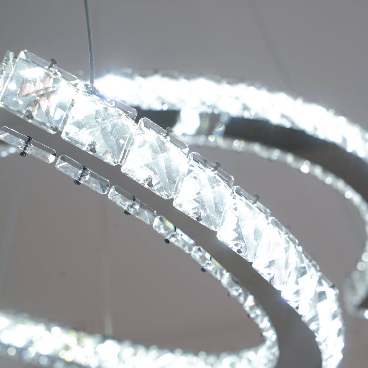 Luxisine Chandelier Crystal Double C Modern Silver 2-Ring