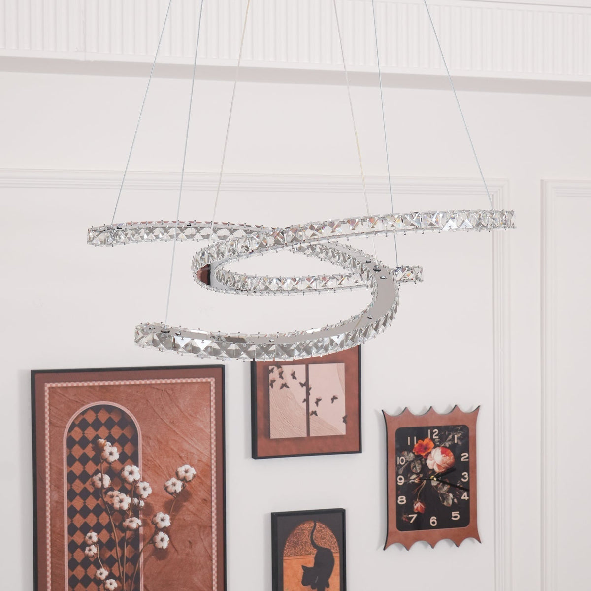 Luxisine Chandelier Crystal Double C Modern Silver 2-Ring