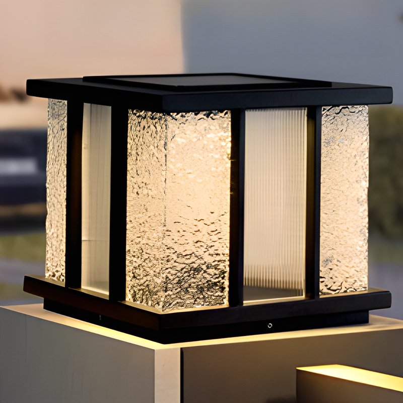 Rild Modern Cube Glass Solar Outdoor Light