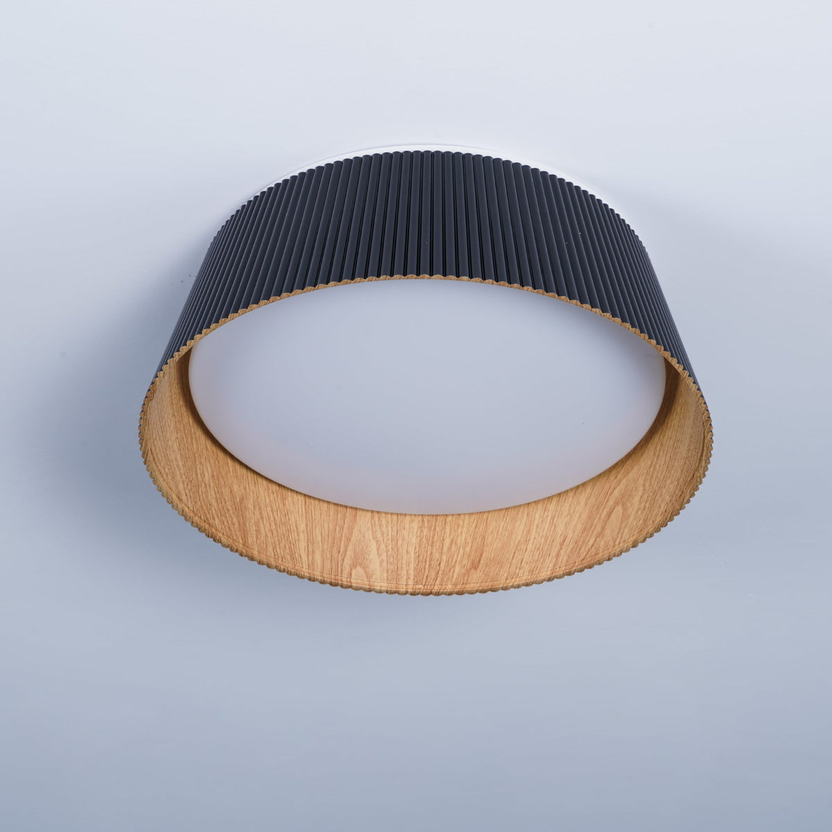 Rineia Ceiling Lamp Ribbed Drum Wood Elegant Contemporary