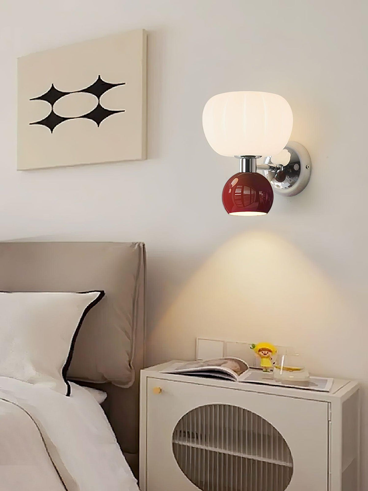 Jorvin Nordic Art Cream Plastic Sconce Wall lamp