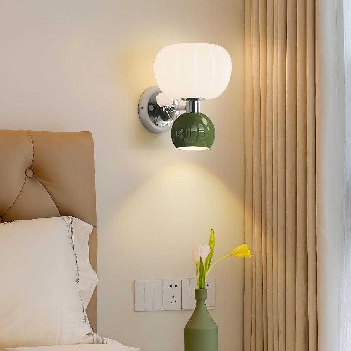 Jorvin Nordic Art Cream Plastic Sconce Wall lamp