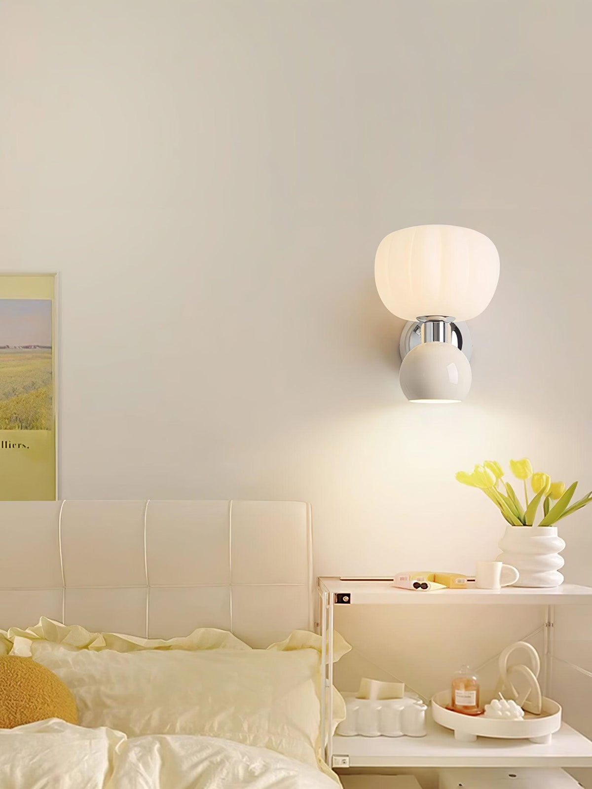 Jorvin Nordic Art Cream Plastic Sconce Wall lamp