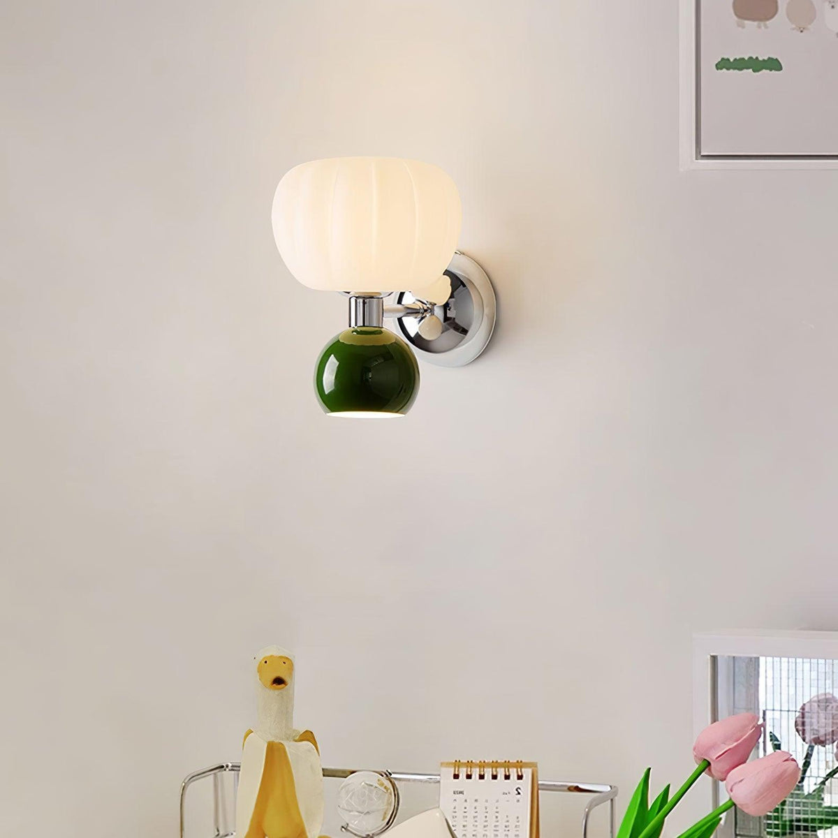 Jorvin Nordic Art Cream Plastic Sconce Wall lamp