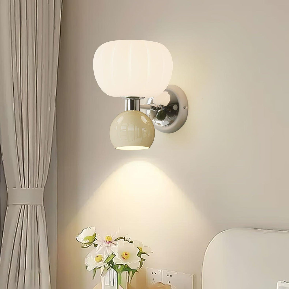 Jorvin Nordic Art Cream Plastic Sconce Wall lamp