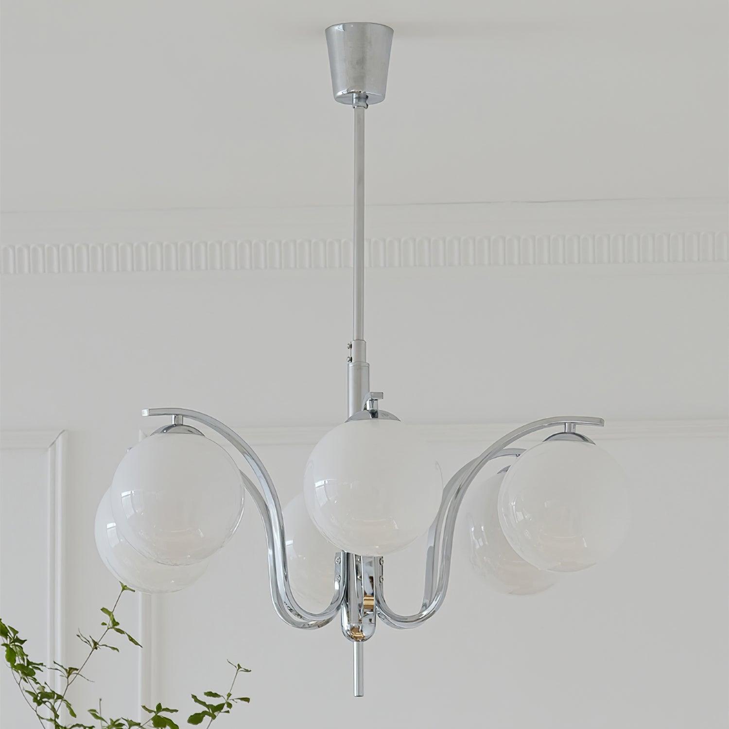 Eiroaria Chandelier Chrome Glass Modo Deco Elegant