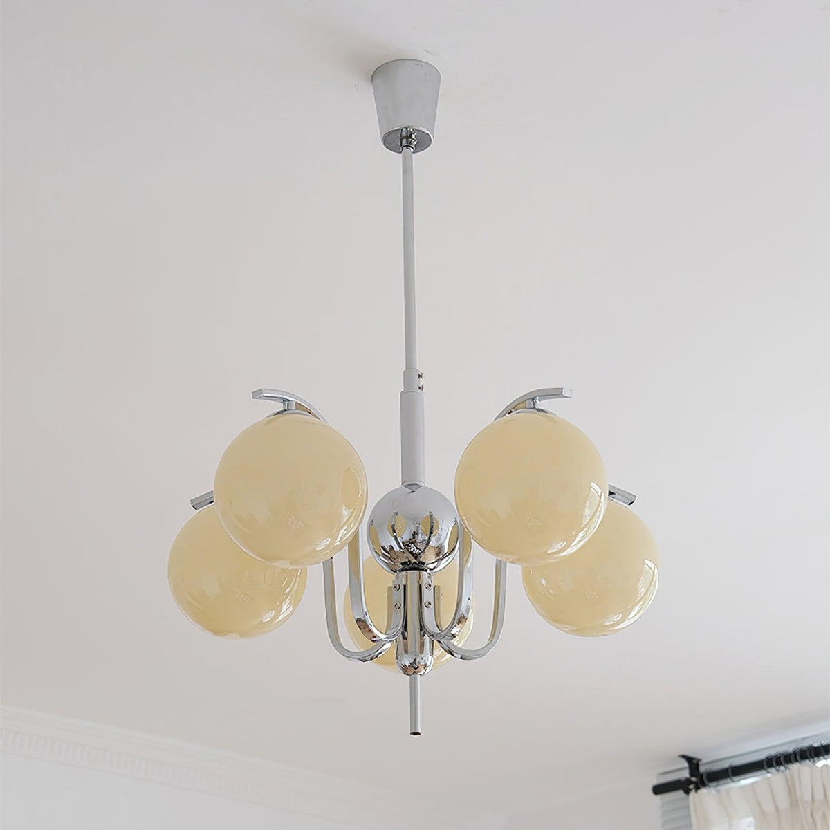 Eiroaria Chandelier Chrome Glass Modo Deco Elegant