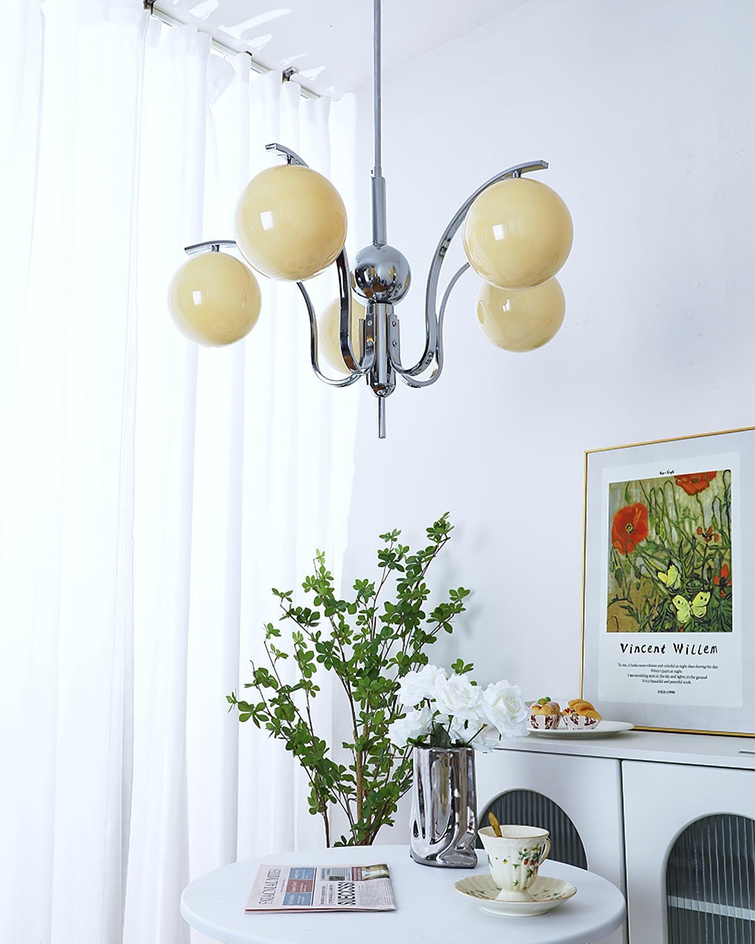 Eiroaria Chandelier Chrome Glass Modo Deco Elegant