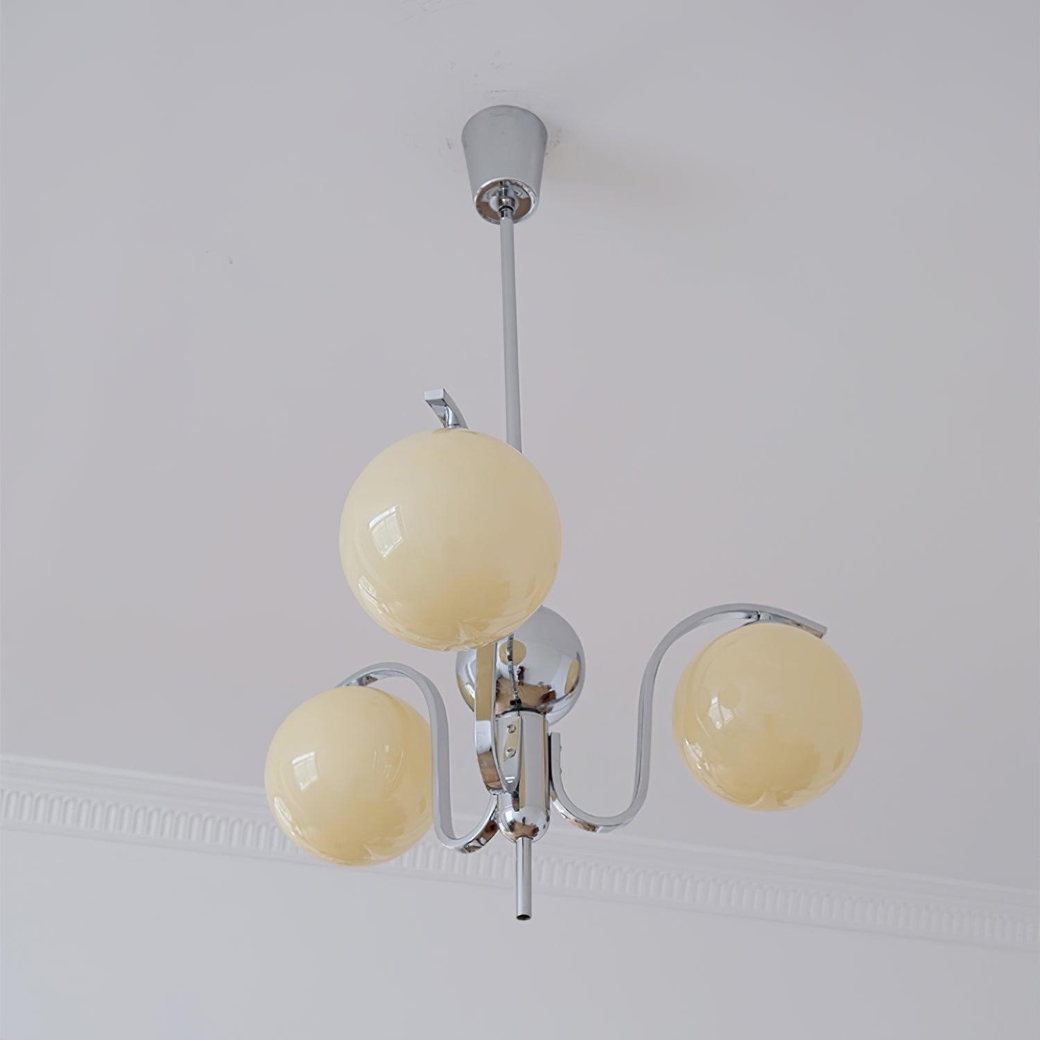 Eiroaria Chandelier Chrome Glass Modo Deco Elegant