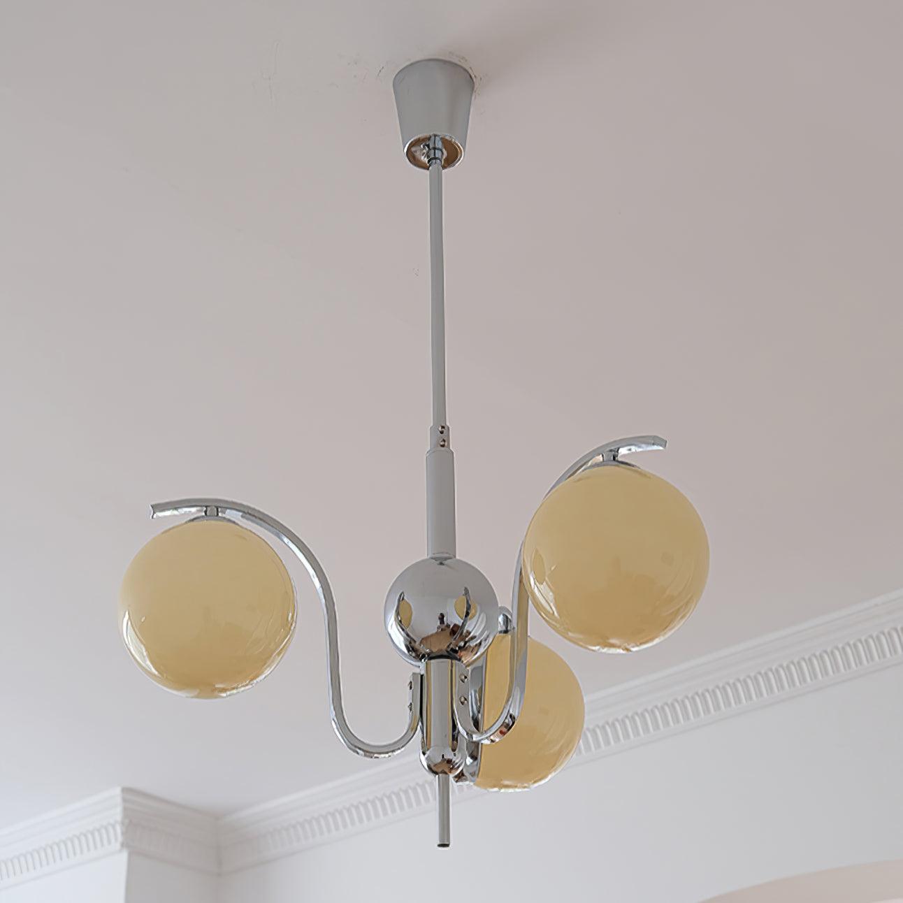 Eiroaria Chandelier Chrome Glass Modo Deco Elegant