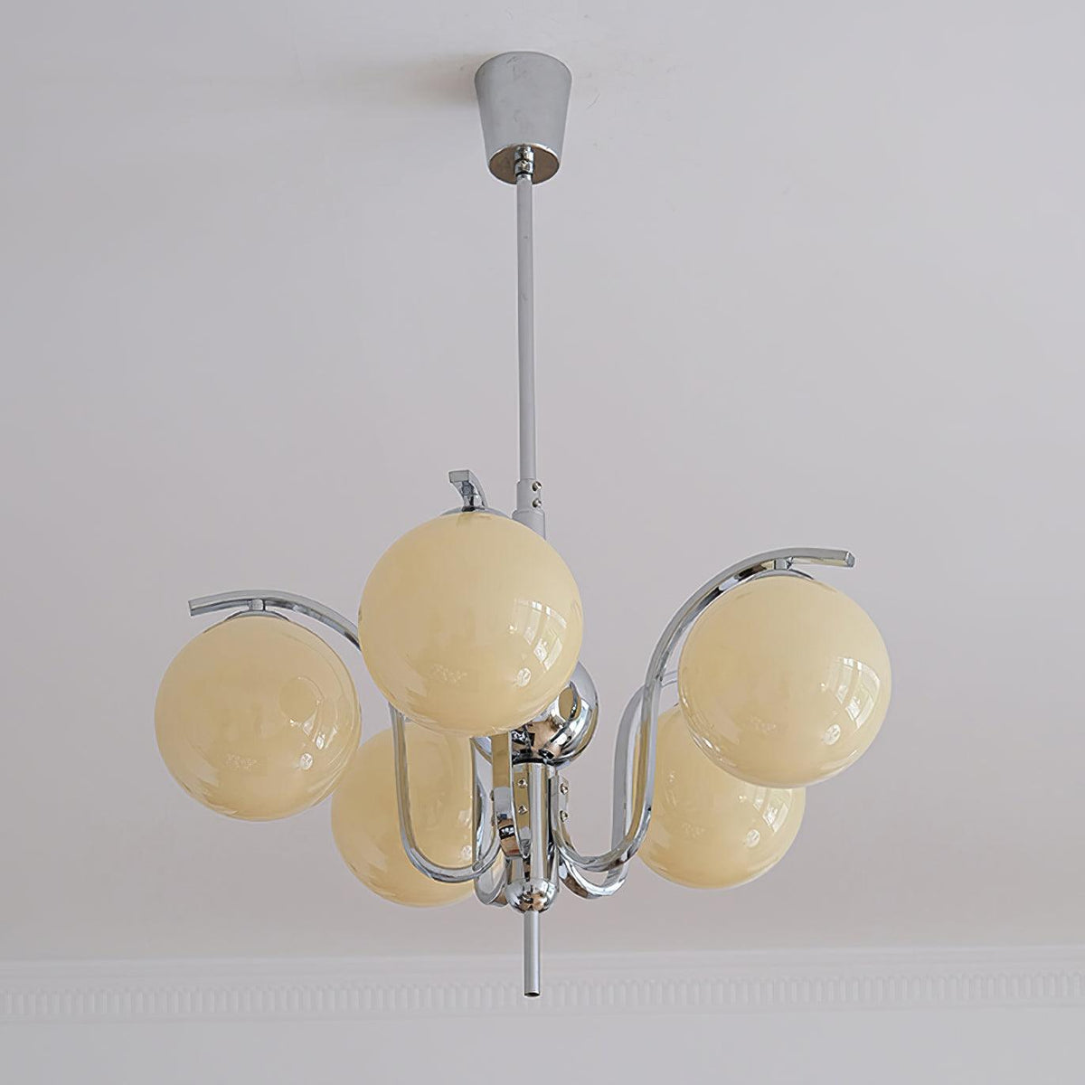 Eiroaria Chandelier Chrome Glass Modo Deco Elegant