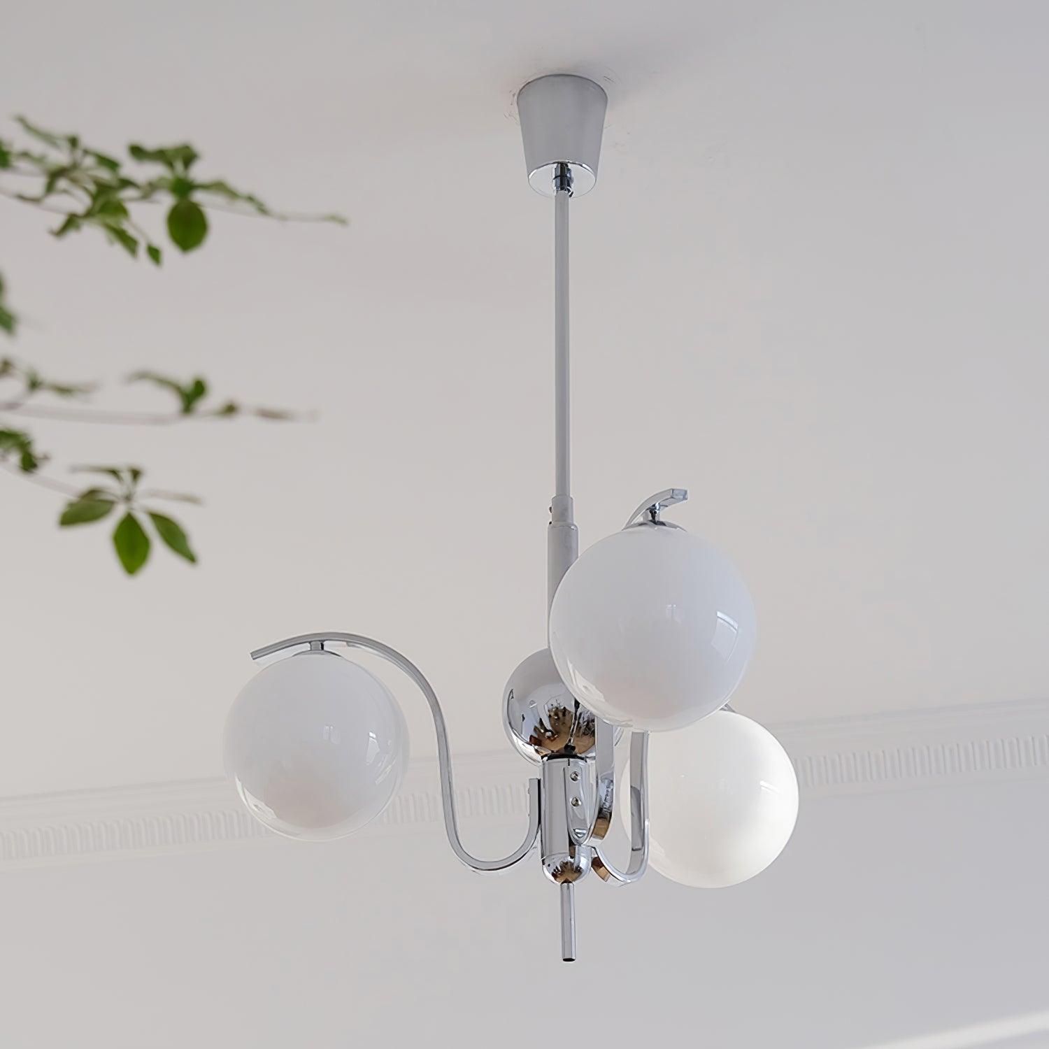 Eiroaria Chandelier Chrome Glass Modo Deco Elegant