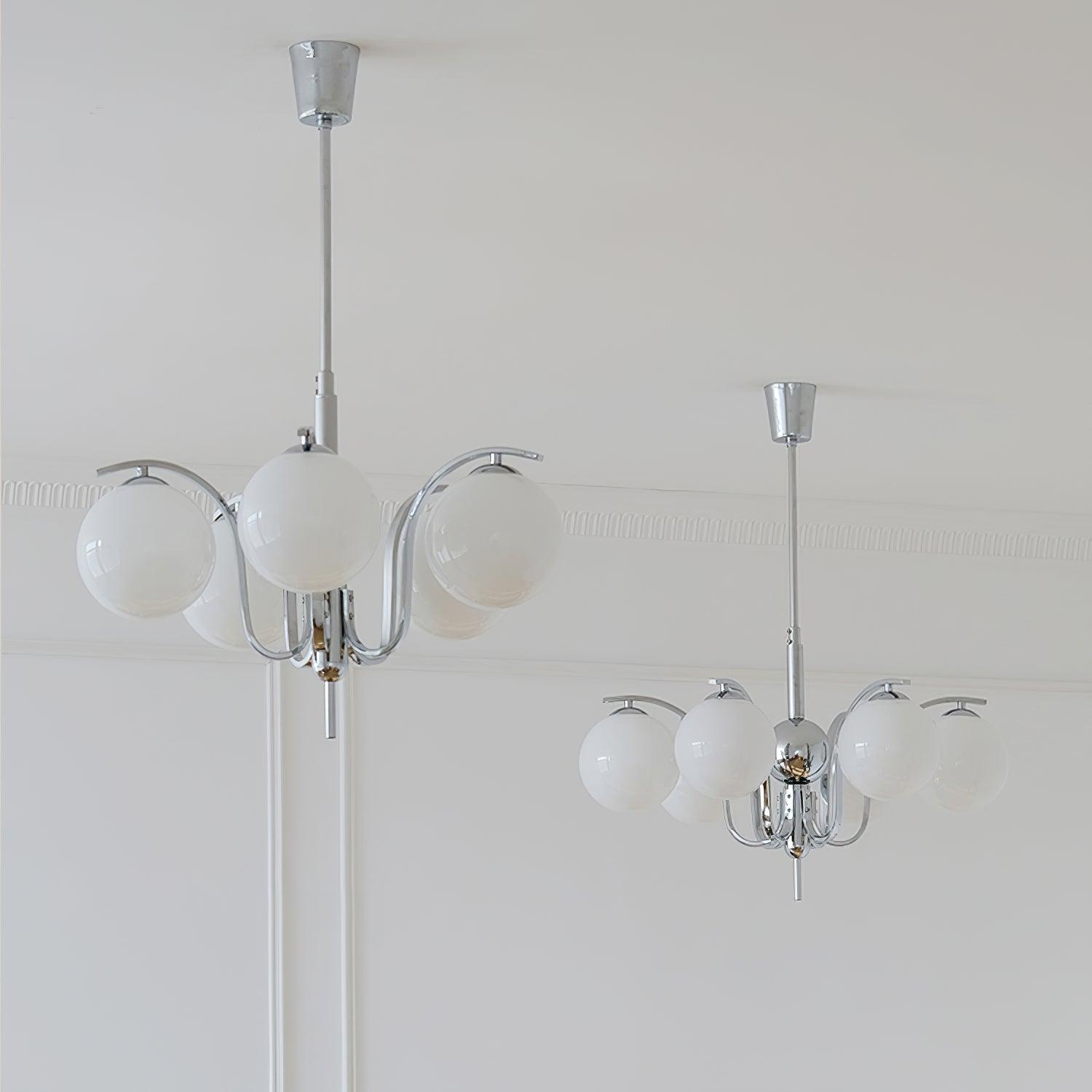 Eiroaria Chandelier Chrome Glass Modo Deco Elegant