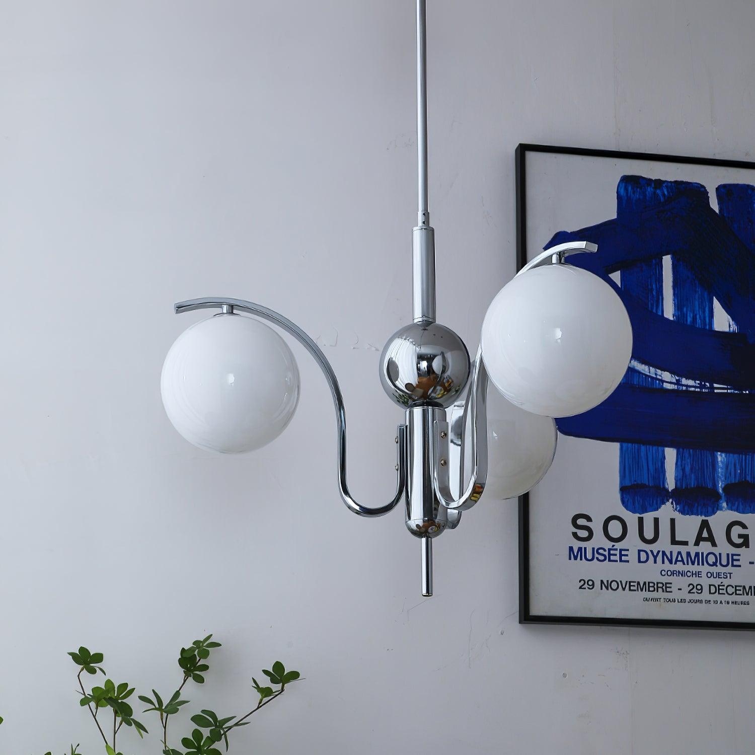 Eiroaria Chandelier Chrome Glass Modo Deco Elegant