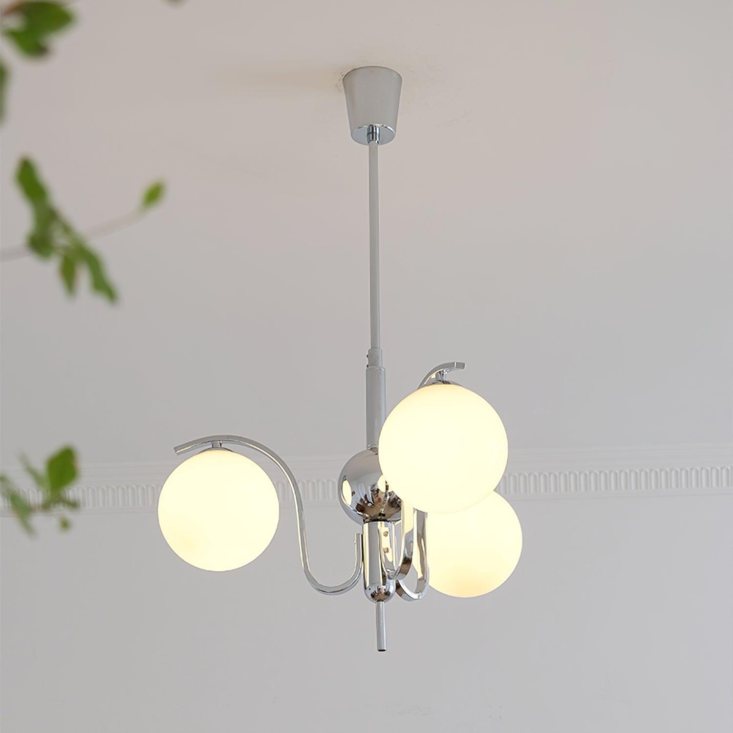 Eiroaria Chandelier Chrome Glass Modo Deco Elegant