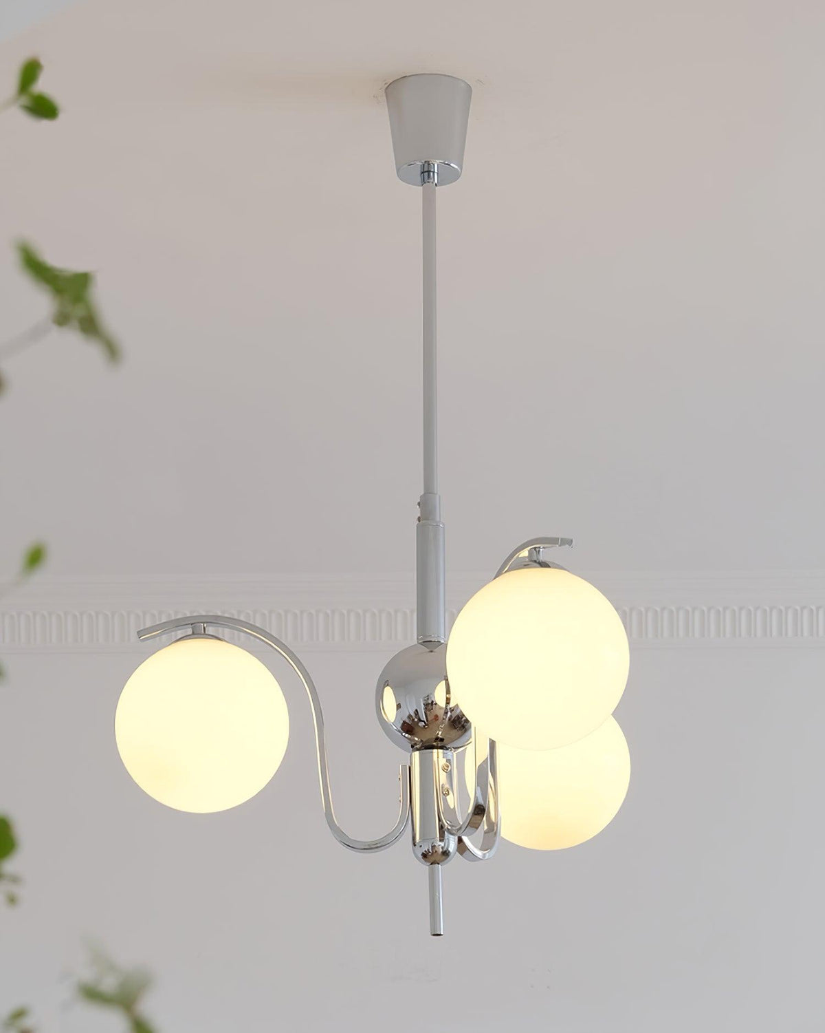 Eiroaria Chandelier Chrome Glass Modo Deco Elegant