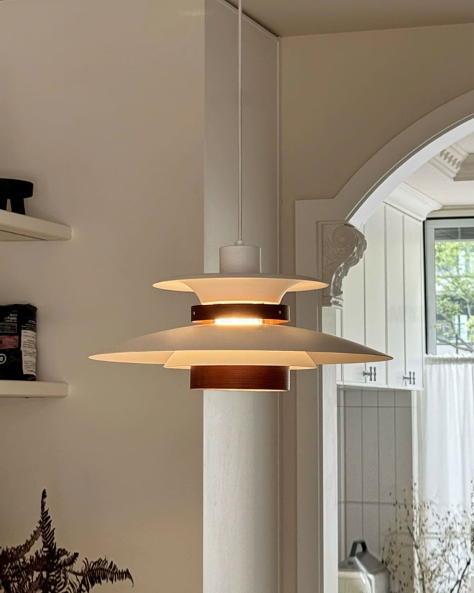 Xyla Pendant Lamp Wood Layered Shade Nordic Dining