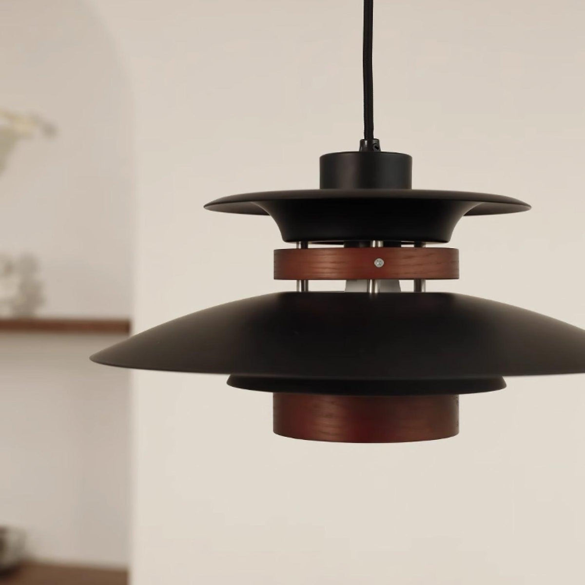 Xyla Pendant Lamp Wood Layered Shade Nordic Dining