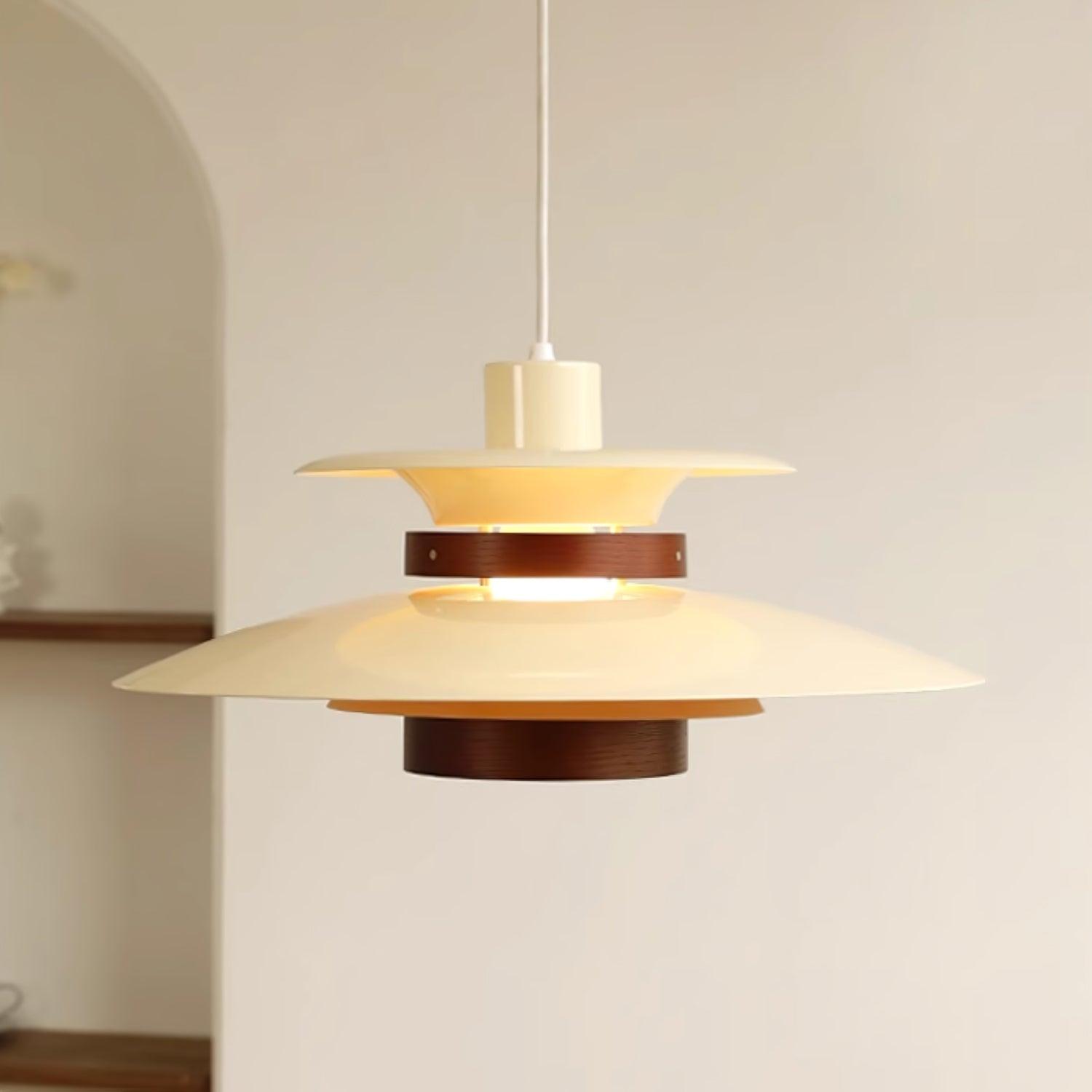 Xyla Pendant Lamp Wood Layered Shade Nordic Dining