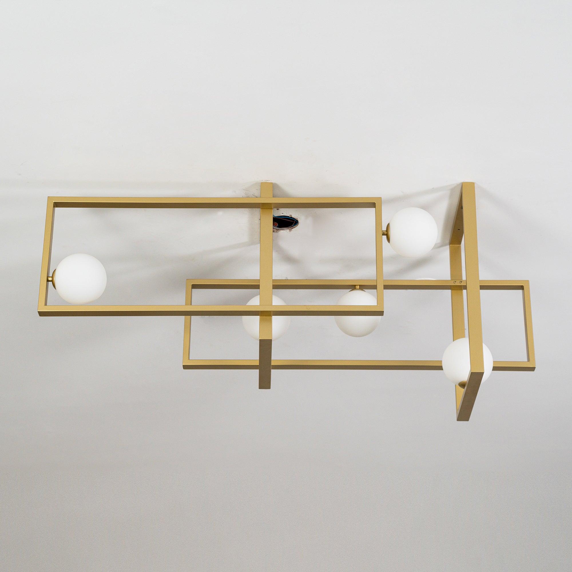 Veliiel Chandelier Mondrian Glass Brass Geometric Modern