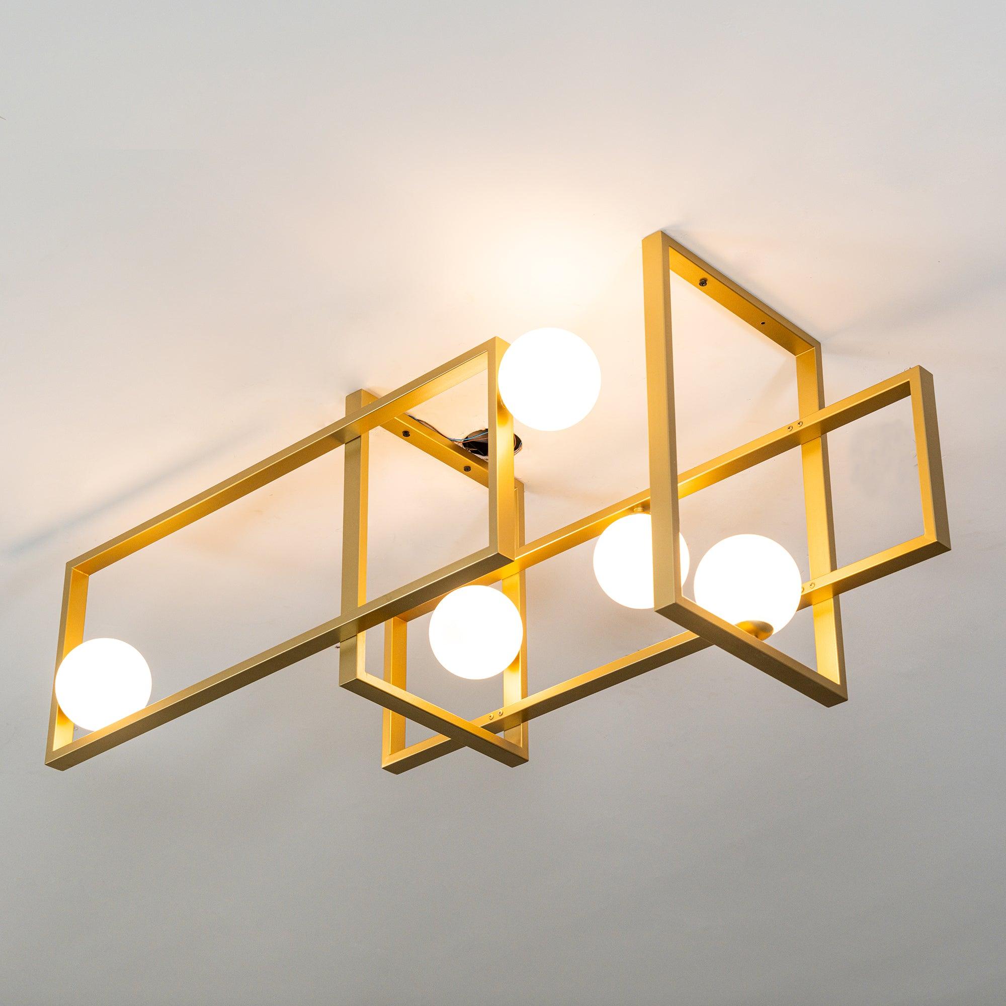 Veliiel Chandelier Mondrian Glass Brass Geometric Modern