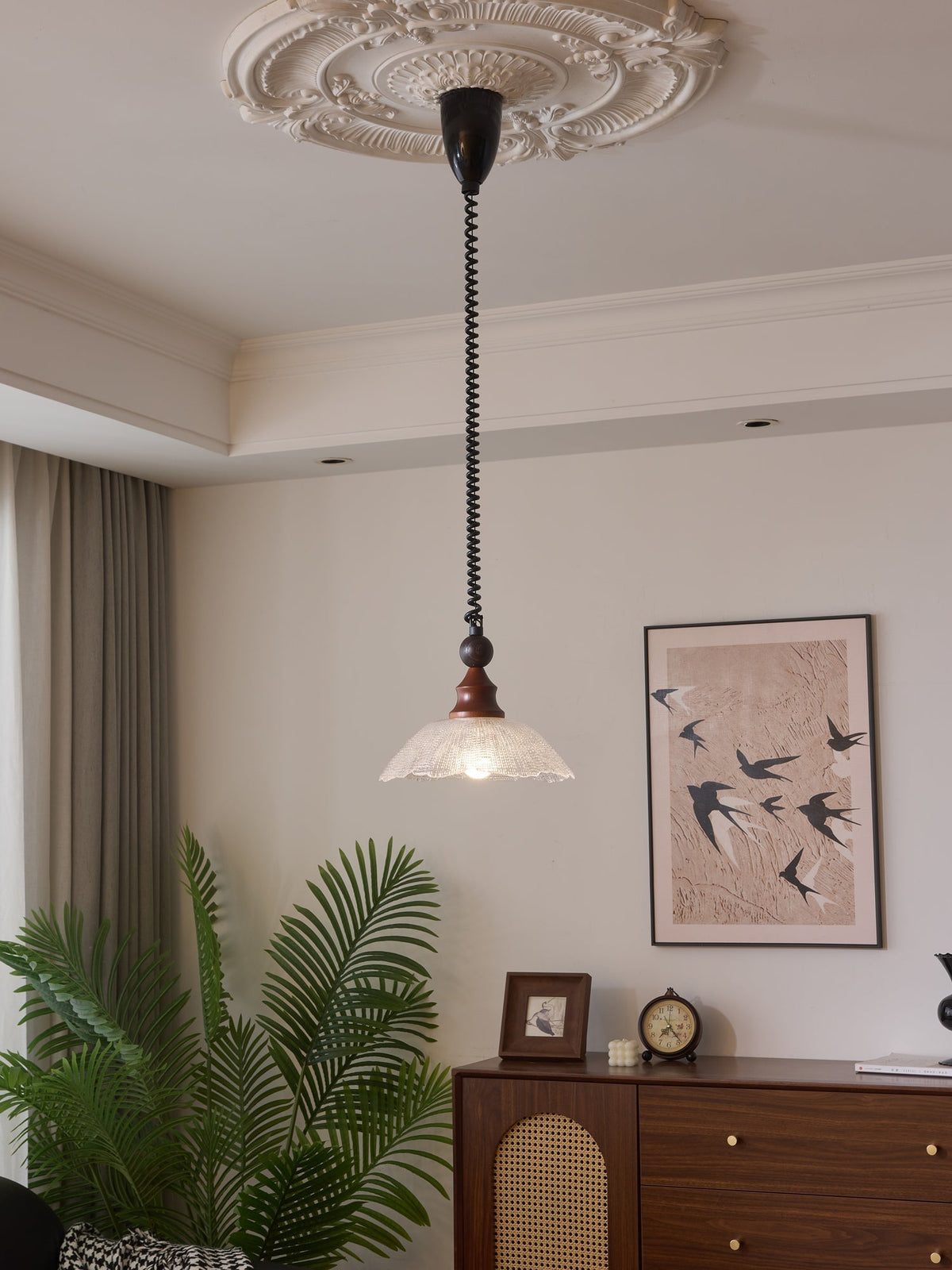 Nydoreth Elegance Vintage Art Wood Pendant Lamp