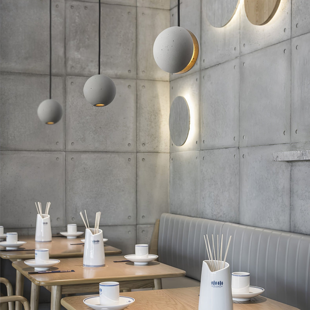 Umi Pendant Lamp Concrete Sphere Moon Minimalist