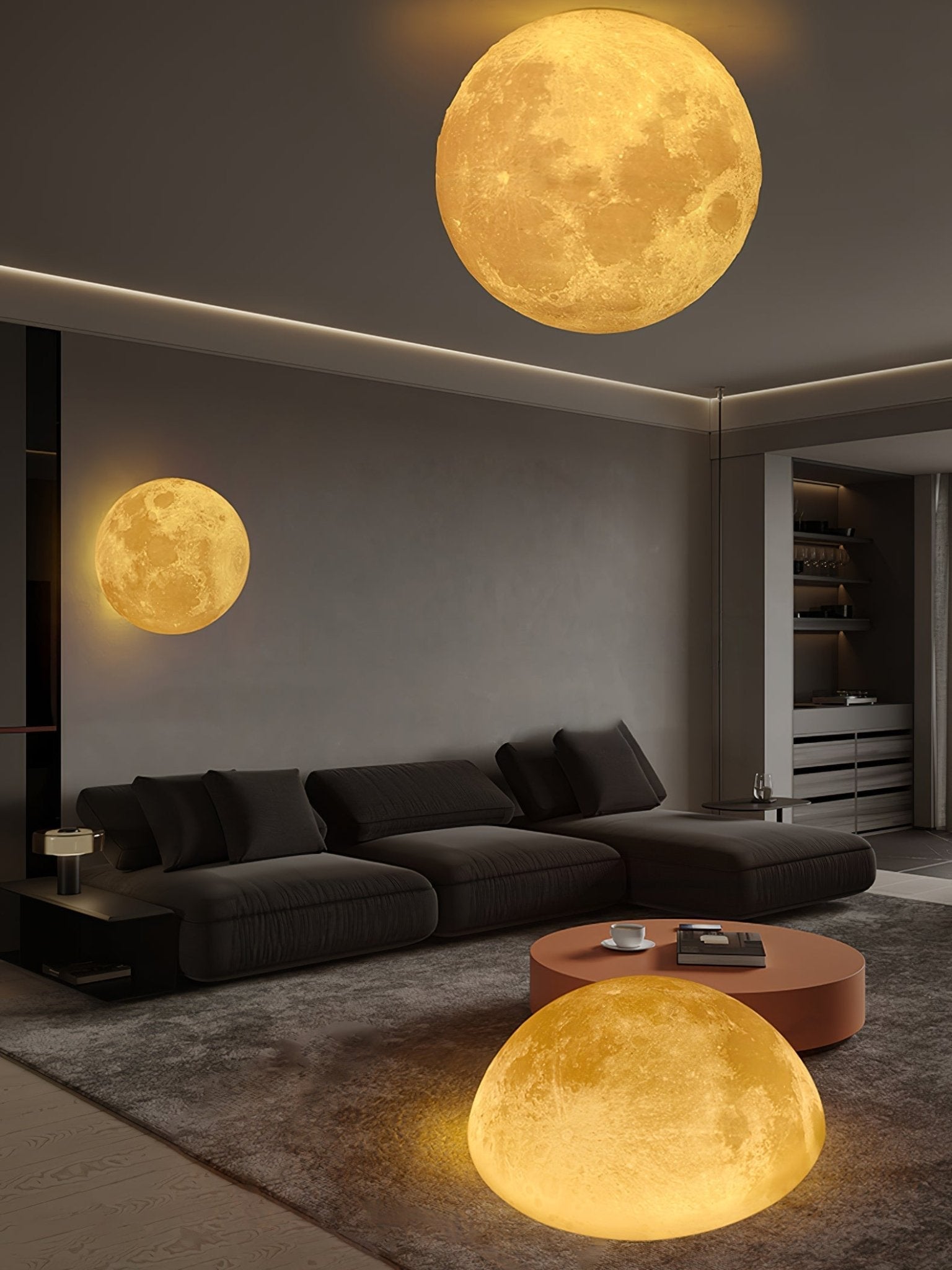 Olsolan Nordic Art Moon 3D Plastic Wall Lamp
