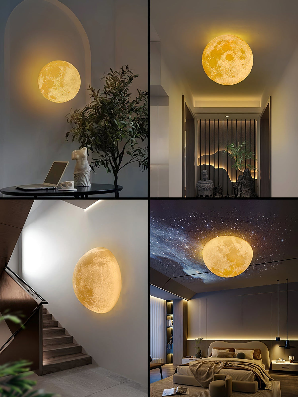 Olsolan Nordic Art Moon 3D Plastic Wall Lamp